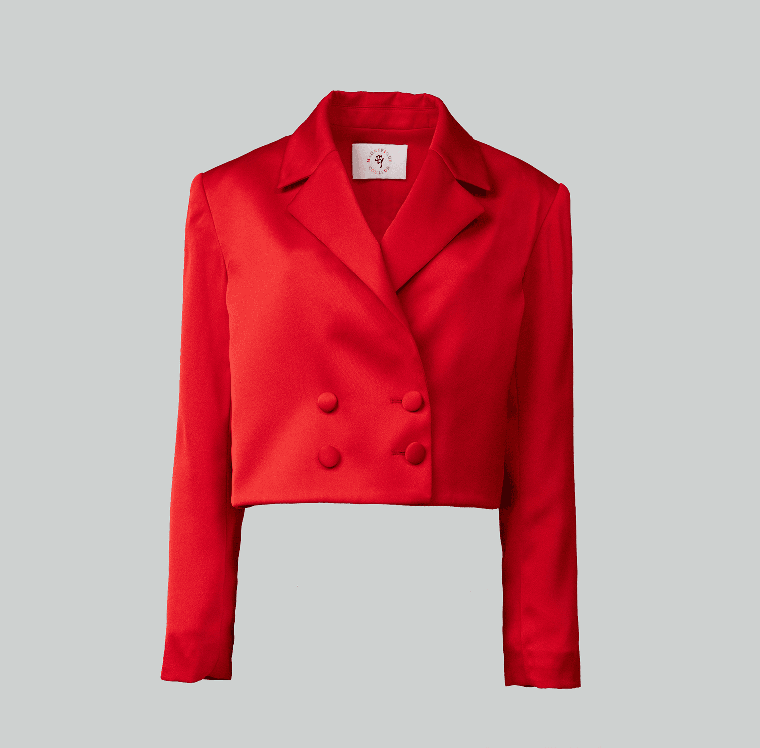 red cropped recycled polyester blazer