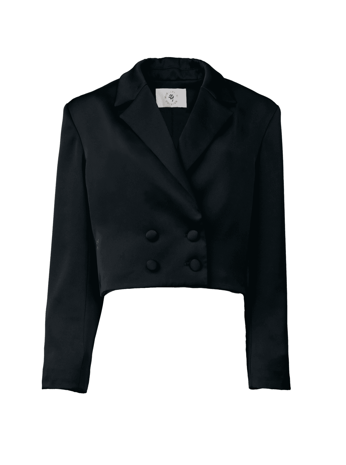 black recycled polyester satin blazer set
