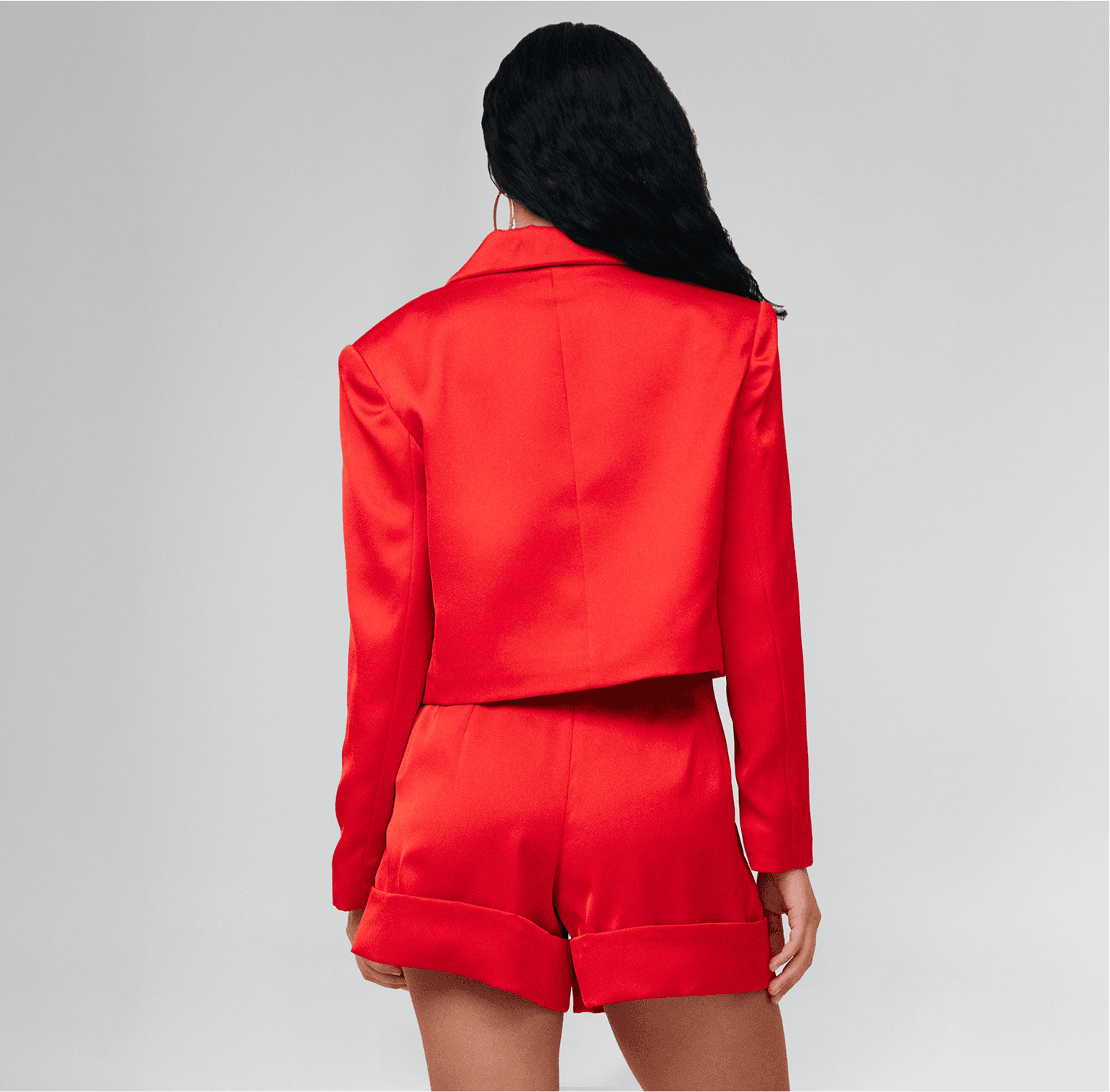 red cropped recycled polyester blazer