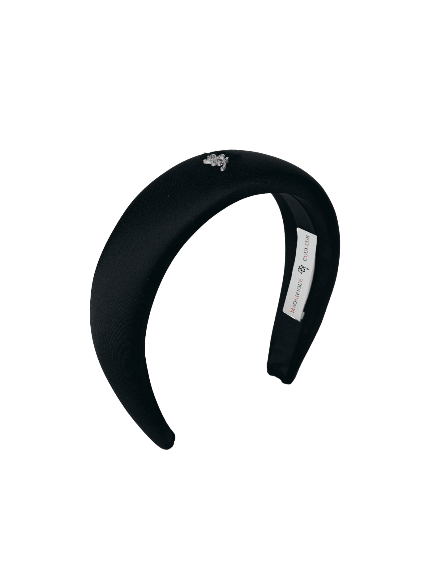 black recycled polyester satin headband