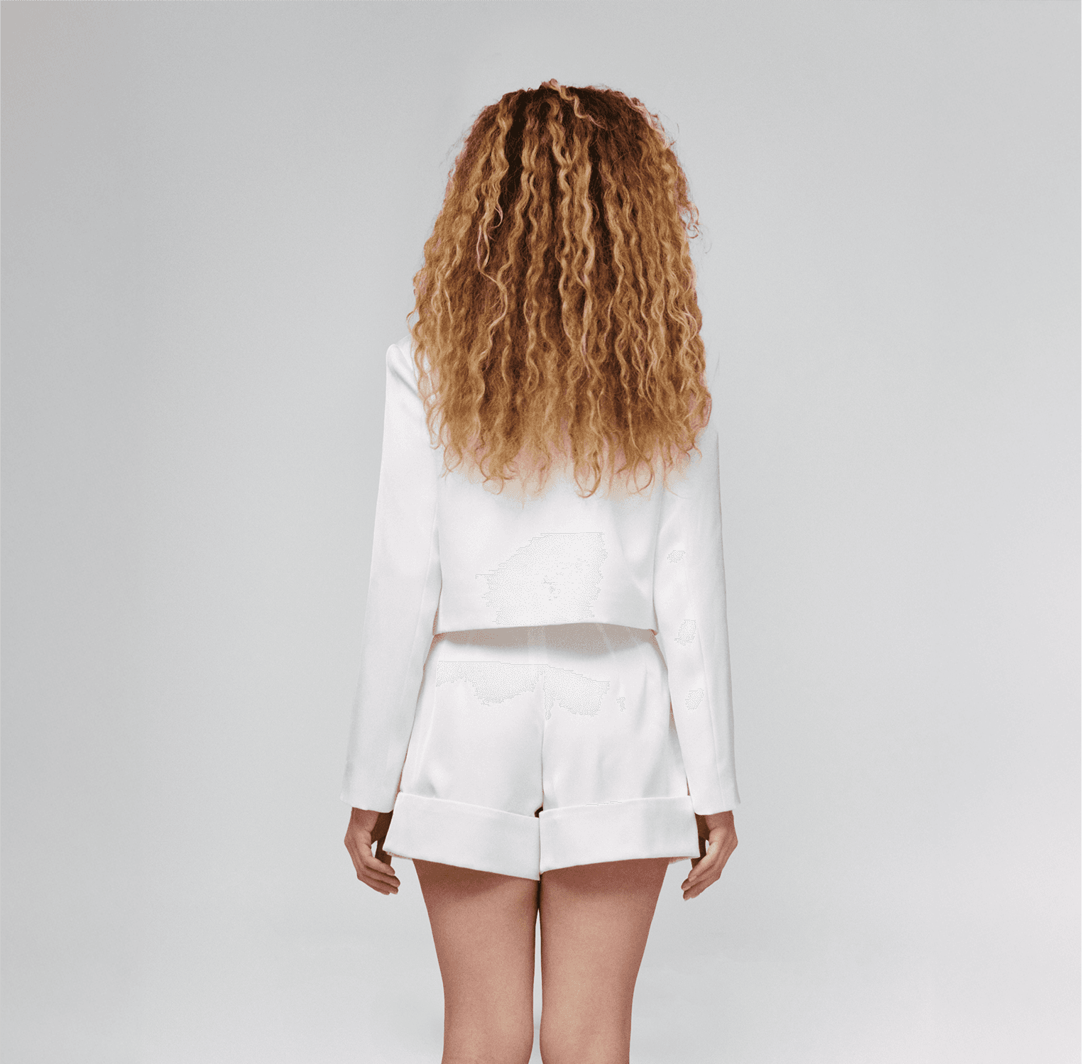 white recycled polyester satin shorts set