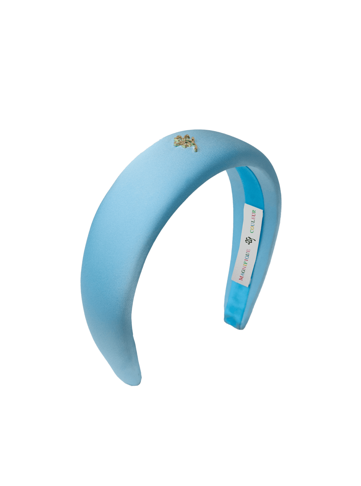 blue recycled polyester satin headband